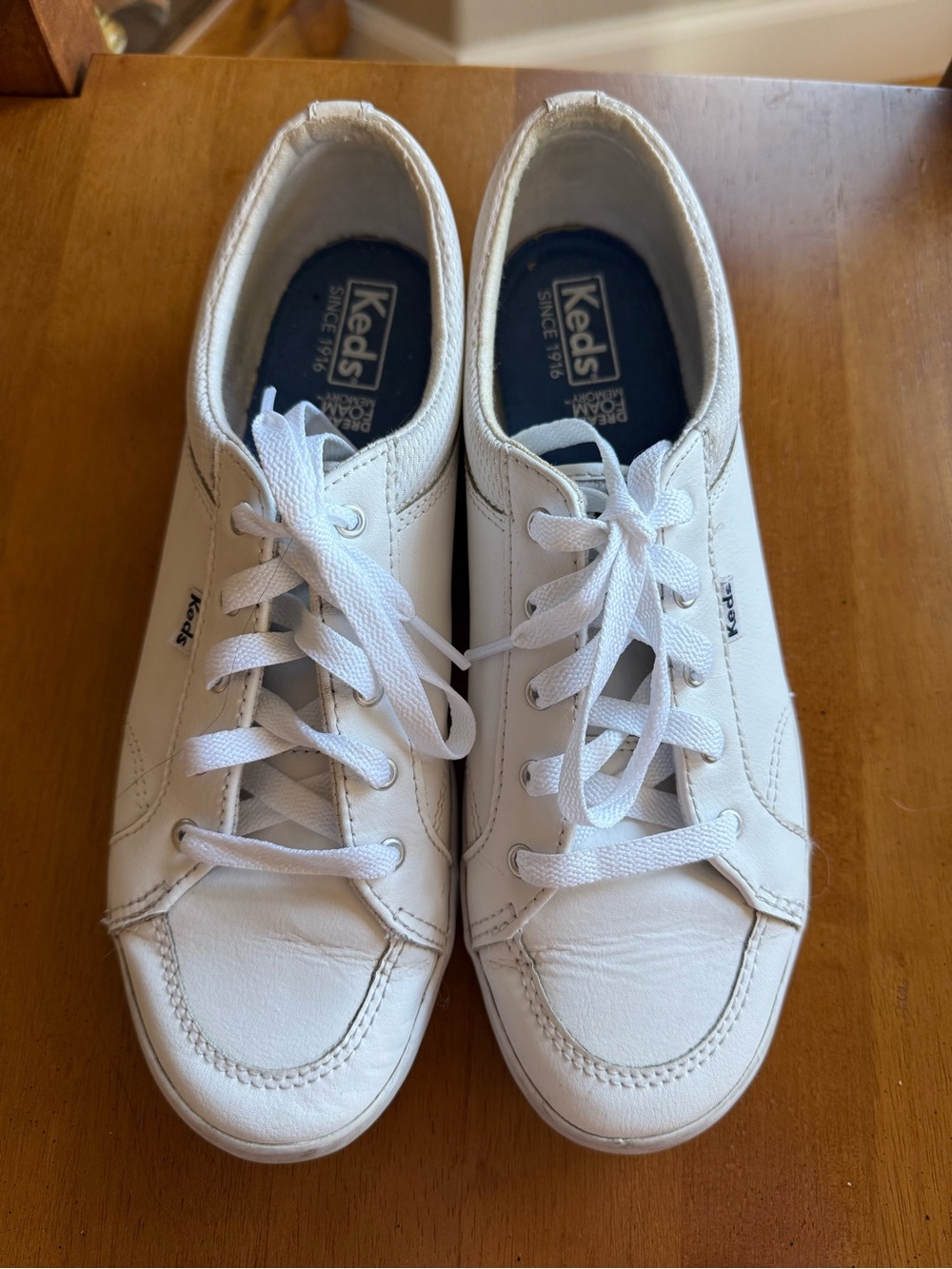Keds White Low-Top Leather Lace Sneakers